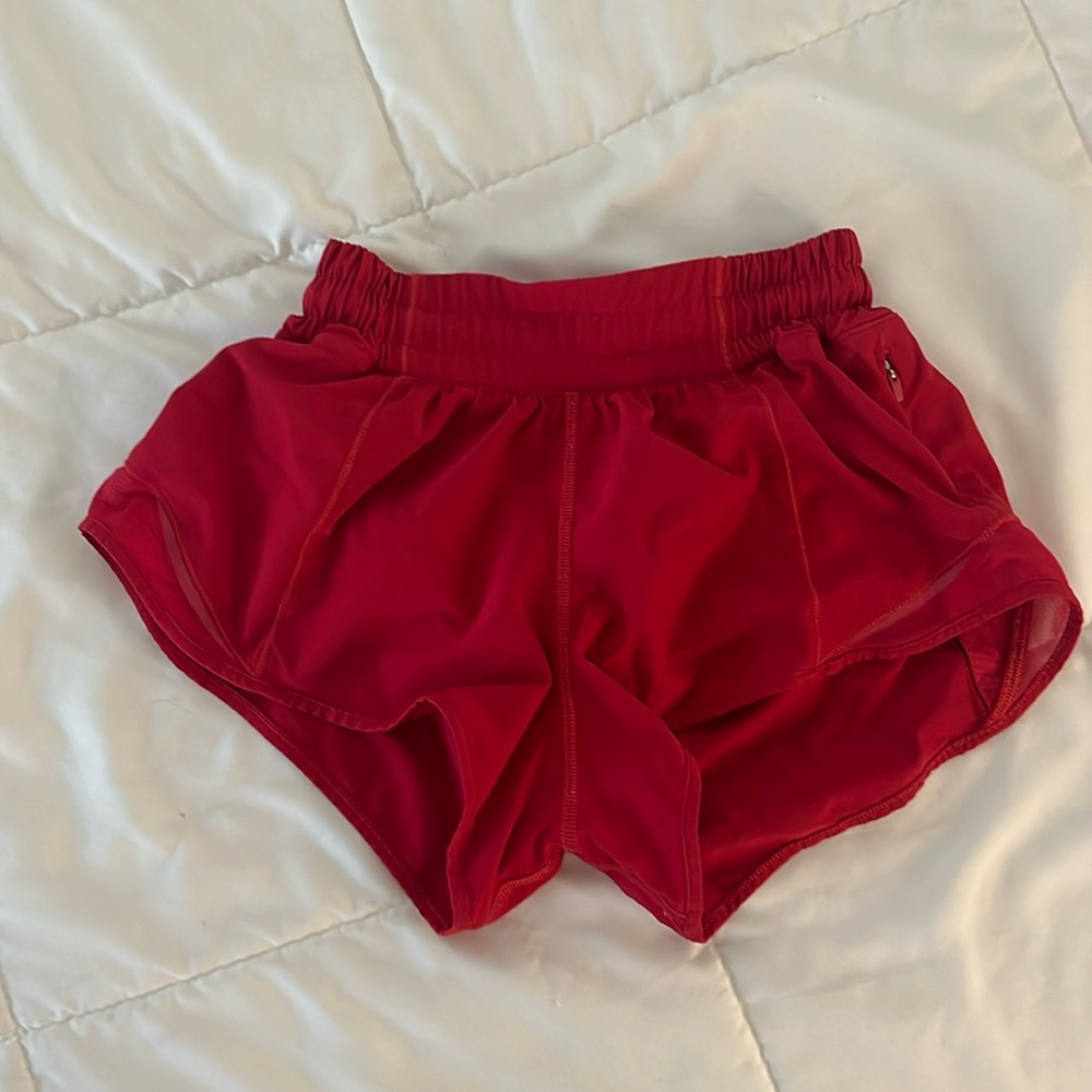 Lululemon Hotty Hot Low-Rise Lined Shorts 2.5 in color Dark Red